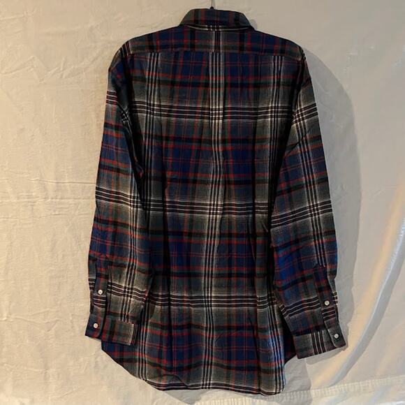 VTG Ralph Lauren Shirt Mens Blaire Navy Black Red Plaid Button Down Shirt Size L - Picture 2 of 4